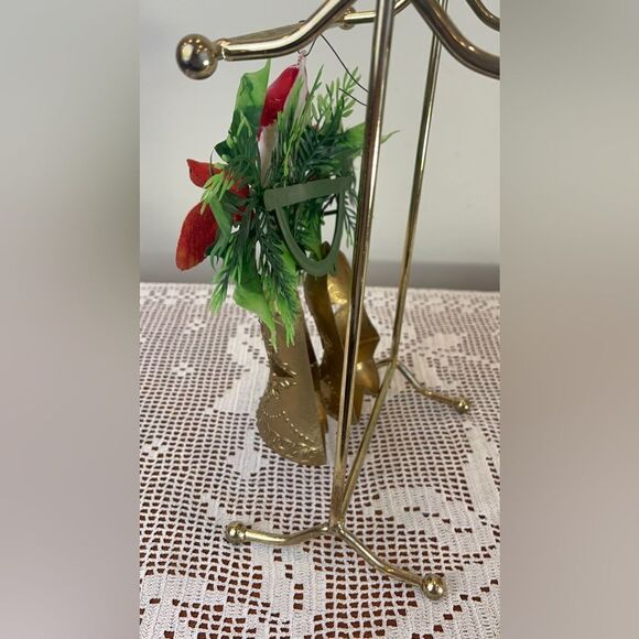 Vintage plastic Santa Claus with bells and wreath Christmas ornament - Picture 15 of 16